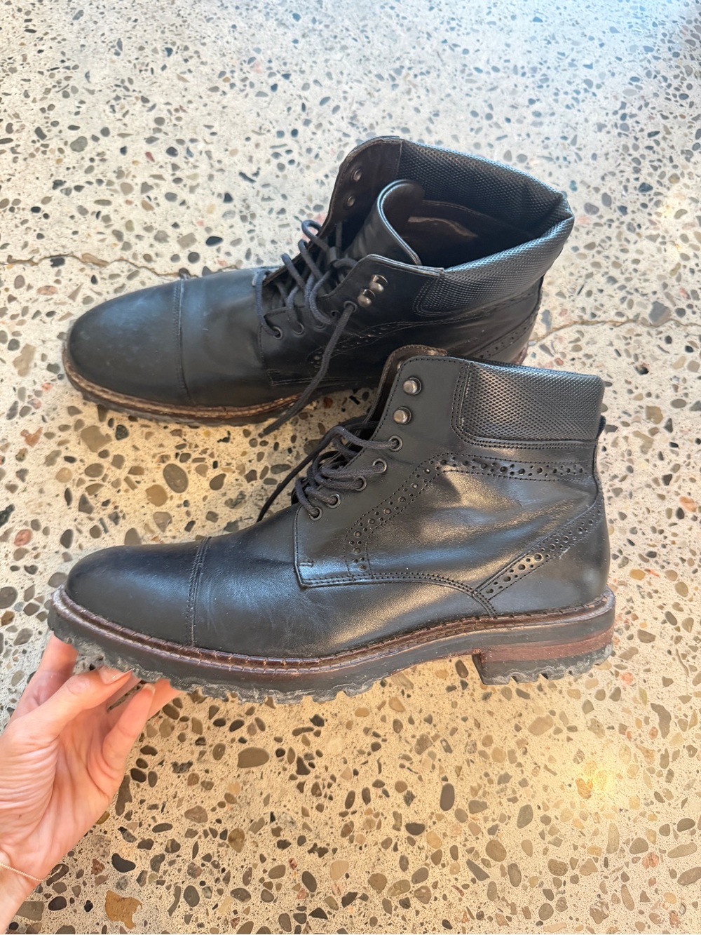 Men's Black Leather Lace-Up Ankle Boots